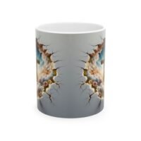 Cracked  Floral Scene Ceramic Mug — Cross In Nature Coffee Cup