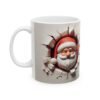 Santa Cracks Through Ceramic Mug — Funny Christmas Coffee Cup