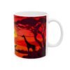 Sunset Safari Ceramic Mug —  Giraffe Sunset Scene