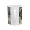 Vintage Winter Scene Ceramic Mug – Snowman & Cozy Cottage