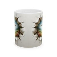 Ripped Wall Scenic Cross Mug — Breakthrough Landscape Ceramic Coffee Cup