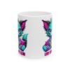 Cute Cyber Kitty Ceramic Mug — “Low Battery Club” Colorful Cat Coffee Cup