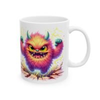 Colorful Fuzzy Creature Ceramic Mug – Vibrant Happy Creature Coffee Cup