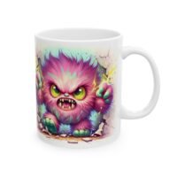 Colorful Fantasy Monster Ceramic Mug — Vibrant Pink Monster Coffee Cup