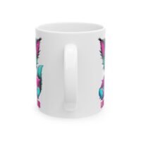 Cute Cyber Kitty Ceramic Mug — “Low Battery Club” Colorful Cat Coffee Cup