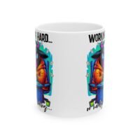 Working Hard...Hardly Working Ceramic Mug — Colorful Artist Studio Coffee Cup