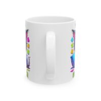 Colorful Overthinker Cat Ceramic Mug — Cute Mindful Coffee Cup