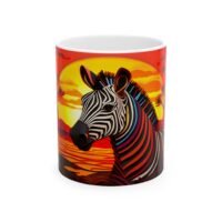 15862349231866843275_2048.jpeg Zebra Sunset Ceramic Mug — Colorful Wildlife Coffee Cup