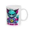 Cute Cyber Kitty Ceramic Mug — “Low Battery Club” Colorful Cat Coffee Cup