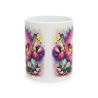 Colorful Fantasy Monster Ceramic Mug — Vibrant Pink Monster Coffee Cup