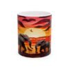 Elephant Sunset Ceramic Mug  —  Safari Sunset Coffee Cup