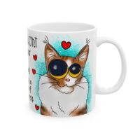 Life Is Short Hug Your Meow Ceramic Mug — Cute Cat Quote Coffee Cup