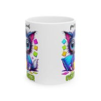 Colorful Overthinker Cat Ceramic Mug — Cute Mindful Coffee Cup