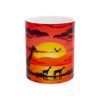 Sunset Safari Ceramic Mug —  Giraffe Sunset Scene