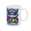 Mug - Colorful Psychedelic Cat "Introverting" Ceramic Coffee Cup