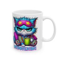 Mug - Colorful Psychedelic Cat "Introverting" Ceramic Coffee Cup