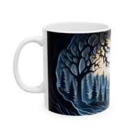 Mountain Nightscape Ceramic Mug – Scenic Forest Moonlight Coffee Cup