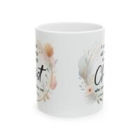 Floral Ceramic Mug – 'Christ' Faith Quote Coffee Cup