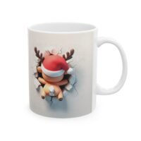 Christmas Reindeer Crack Wall Ceramic Mug