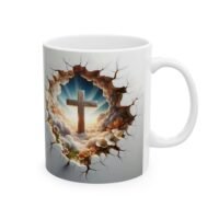 Cracked  Floral Scene Ceramic Mug — Cross In Nature Coffee Cup