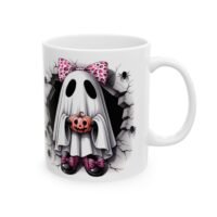 Ghost Girl Ceramic Mug — Cute Spooky Coffee Cup