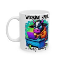 Working Hard...Hardly Working Ceramic Mug — Colorful Artist Studio Coffee Cup