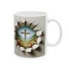 Ripped Wall Scenic Cross Mug — Breakthrough Landscape Ceramic Coffee Cup