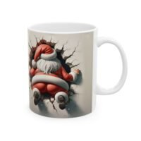 Santa Cracks Through Ceramic Mug — Funny Christmas Coffee Cup