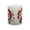 Santa Cracks Through Ceramic Mug — Funny Christmas Coffee Cup