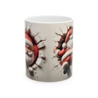 Santa Cracks Through Ceramic Mug — Funny Christmas Coffee Cup