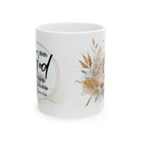 Scripture Floral Ceramic Mug — "With God All Things Are Possible"
