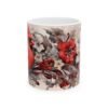 Cardinal Floral Ceramic Mug — Red Cardinal & Winter Flowers Coffee Cup