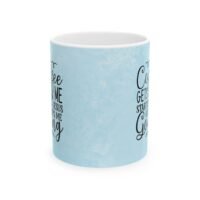 Coffee & Jesus Ceramic Mug — 'Coffee Gets Me Started, Jesus Keeps Me Going' Inspirational