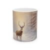 Winter Deer Ceramic Mug — Snowy Forest Buck Coffee Cup